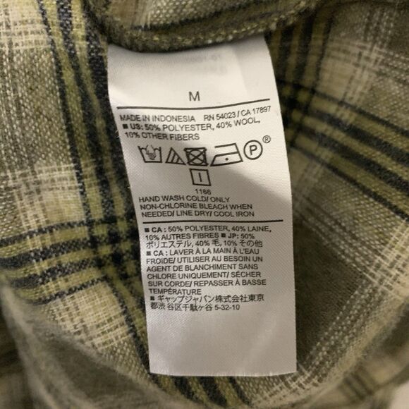 Banana Republic Plaid Ruffle Collar Button Down Shirt Women’s M Wool Blend Green - Picture 7 of 10